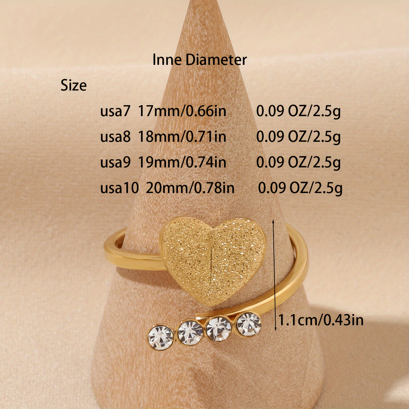 French Romance Heart Shaped Ring